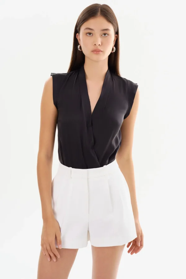 LAMARQUE Tops | CINTA | Sleeveless Silk Bodysuit Black