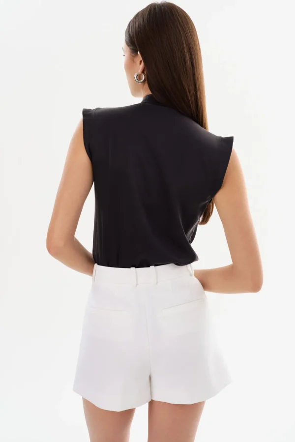 LAMARQUE Tops | CINTA | Sleeveless Silk Bodysuit Black