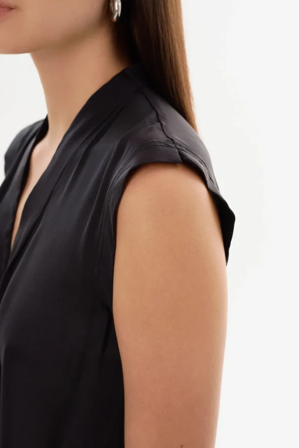 LAMARQUE Tops | CINTA | Sleeveless Silk Bodysuit Black