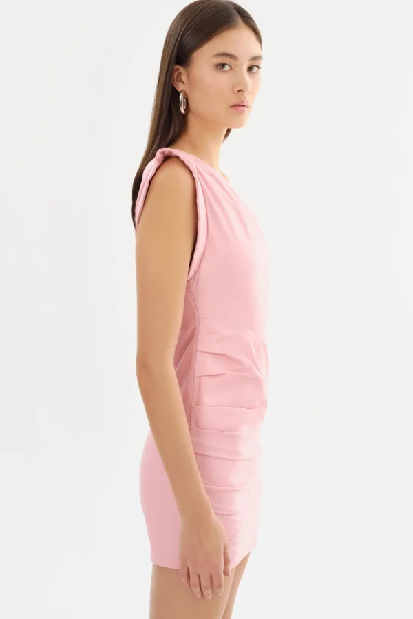 LAMARQUE Dresses | COREY | One Shoulder Leather Dress Orchid Pink