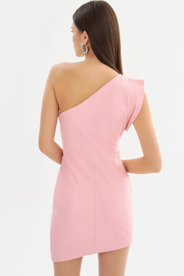 LAMARQUE Dresses | COREY | One Shoulder Leather Dress Orchid Pink