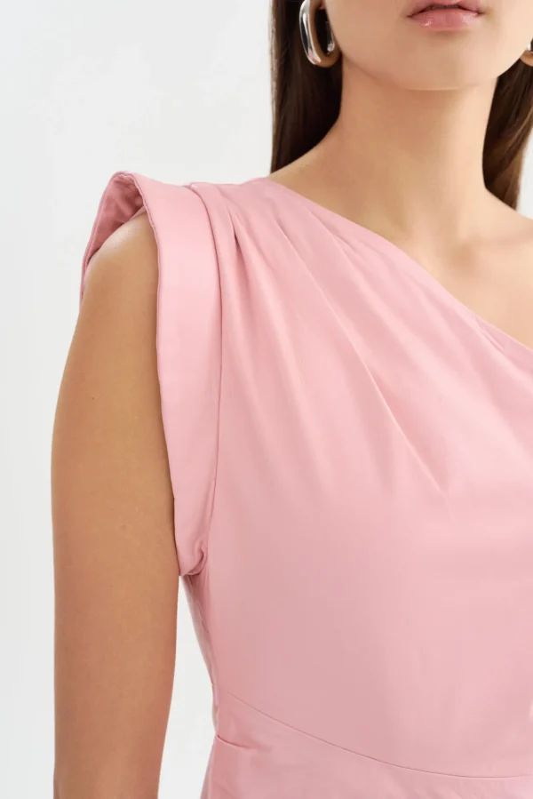 LAMARQUE Dresses | COREY | One Shoulder Leather Dress Orchid Pink