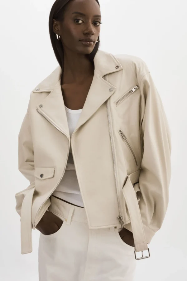 LAMARQUE Leather Jackets | DANIELA | Leather Biker Jacket BONE