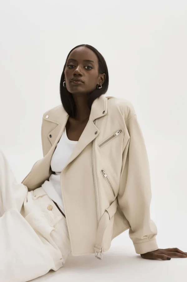 LAMARQUE Leather Jackets | DANIELA | Leather Biker Jacket BONE