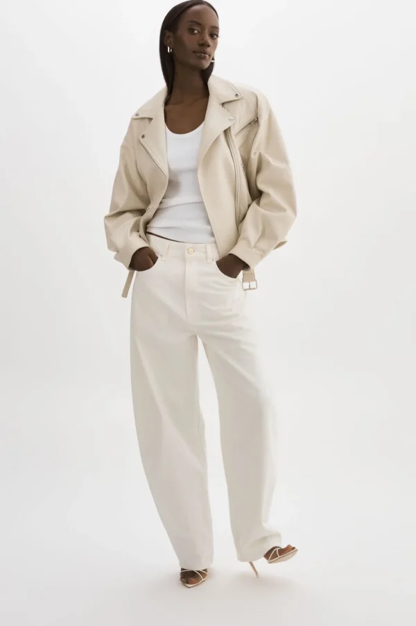 LAMARQUE Leather Jackets | DANIELA | Leather Biker Jacket BONE