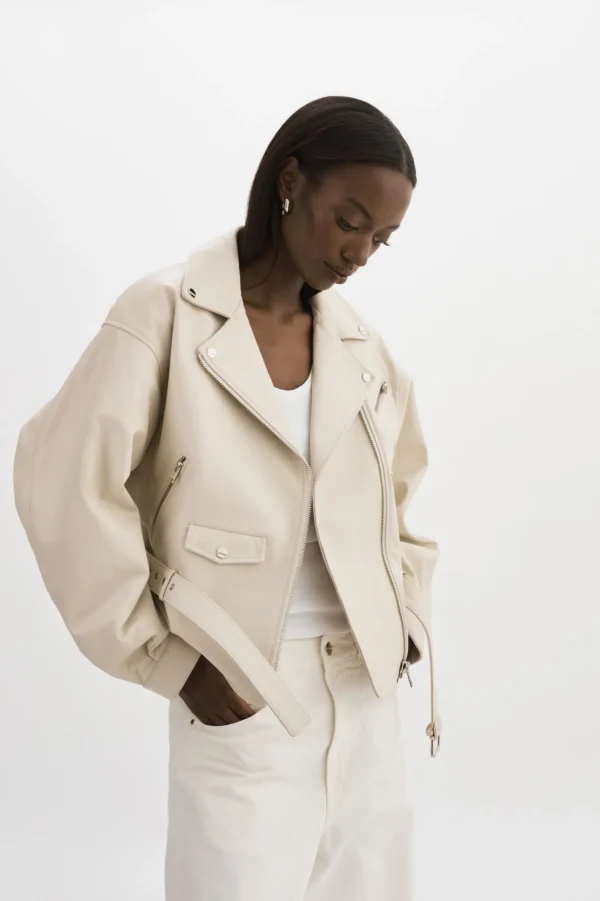 LAMARQUE Leather Jackets | DANIELA | Leather Biker Jacket BONE