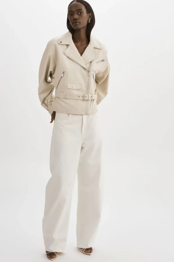 LAMARQUE Leather Jackets | DANIELA | Leather Biker Jacket BONE