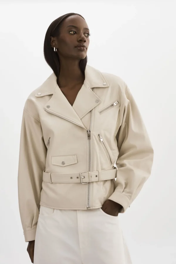 LAMARQUE Leather Jackets | DANIELA | Leather Biker Jacket BONE