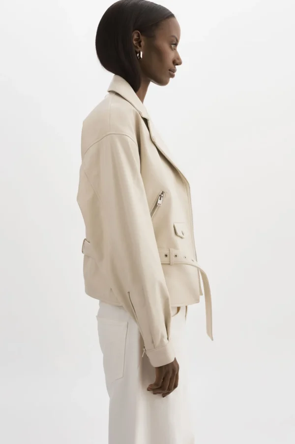 LAMARQUE Leather Jackets | DANIELA | Leather Biker Jacket BONE