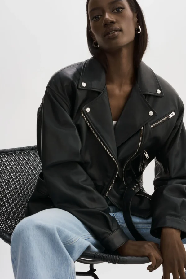 LAMARQUE Leather Jackets | DANIELA | Leather Biker Jacket Black