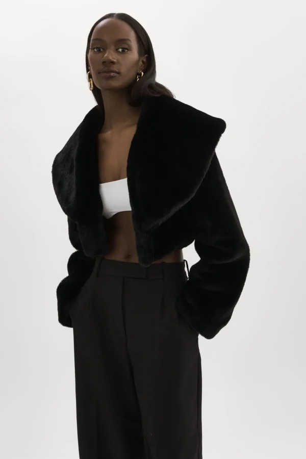 LAMARQUE Coats&Jackets | DANIKA | Faux Fur Crop Jacket Black