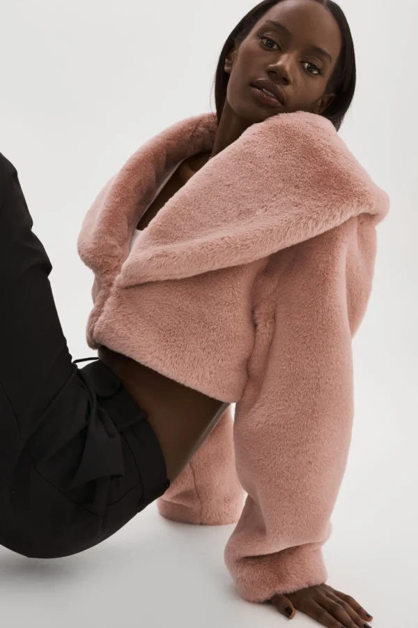 LAMARQUE Coats&Jackets | DANIKA | Faux Fur Crop Jacket Smoky Pink
