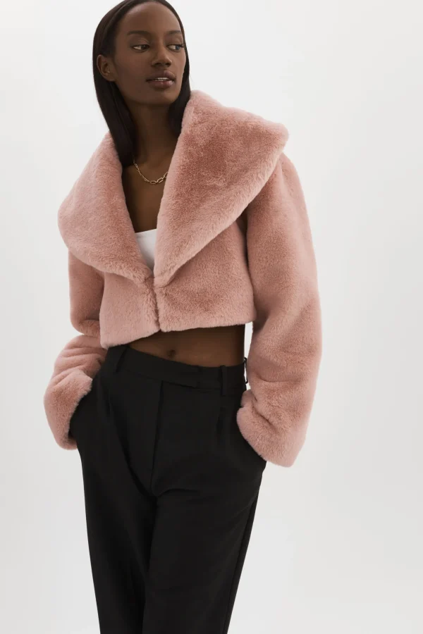 LAMARQUE Coats&Jackets | DANIKA | Faux Fur Crop Jacket Smoky Pink