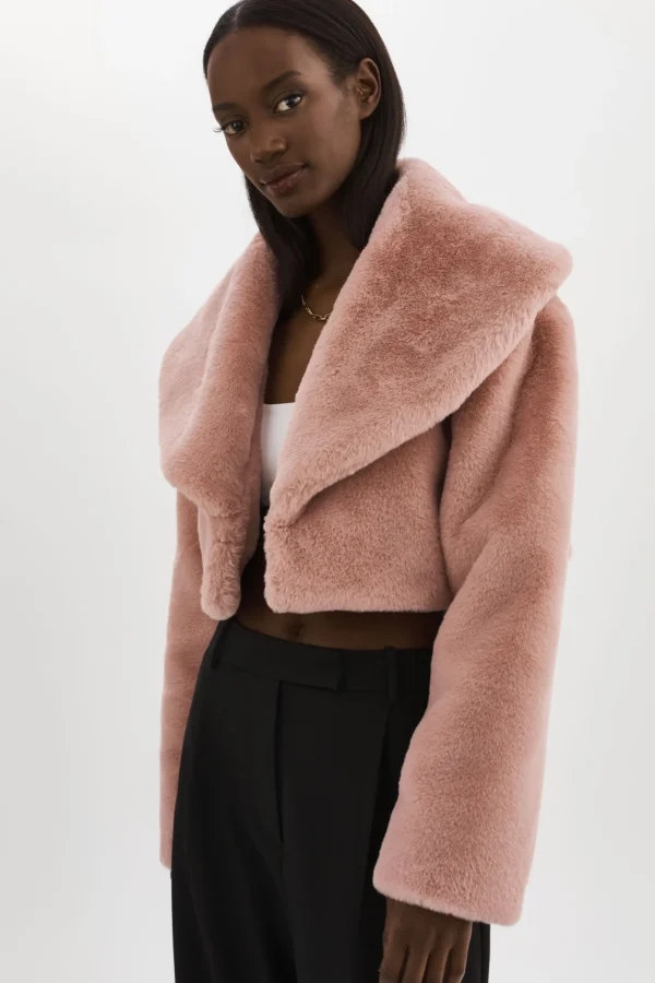 LAMARQUE Coats&Jackets | DANIKA | Faux Fur Crop Jacket Smoky Pink