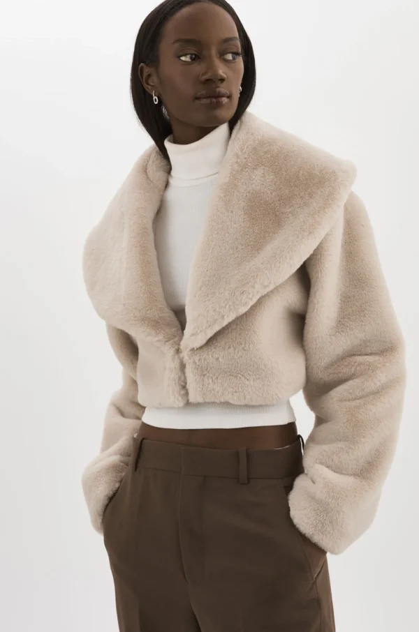 LAMARQUE Coats&Jackets | DANIKA | Faux Fur Crop Jacket Oat