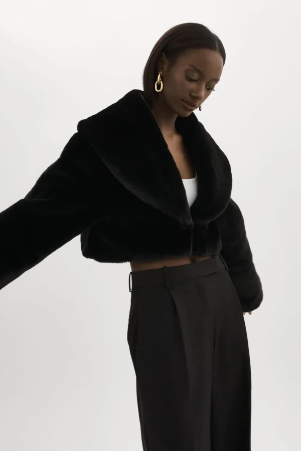 LAMARQUE Coats&Jackets | DANIKA | Faux Fur Crop Jacket Black