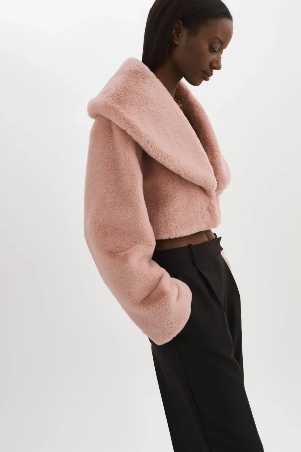 LAMARQUE Coats&Jackets | DANIKA | Faux Fur Crop Jacket Smoky Pink