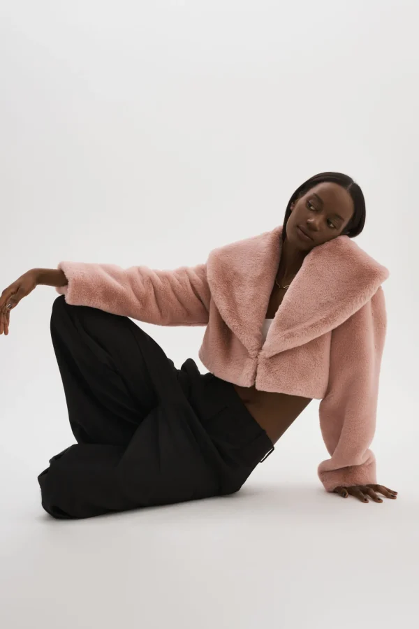 LAMARQUE Coats&Jackets | DANIKA | Faux Fur Crop Jacket Smoky Pink