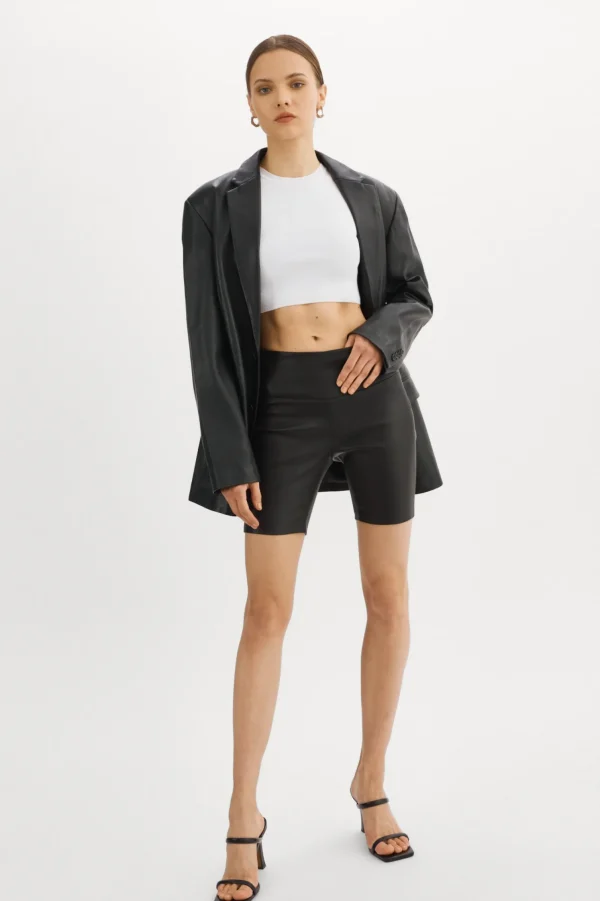 LAMARQUE Pants&Shorts | DARI | Leather Biker Shorts Black