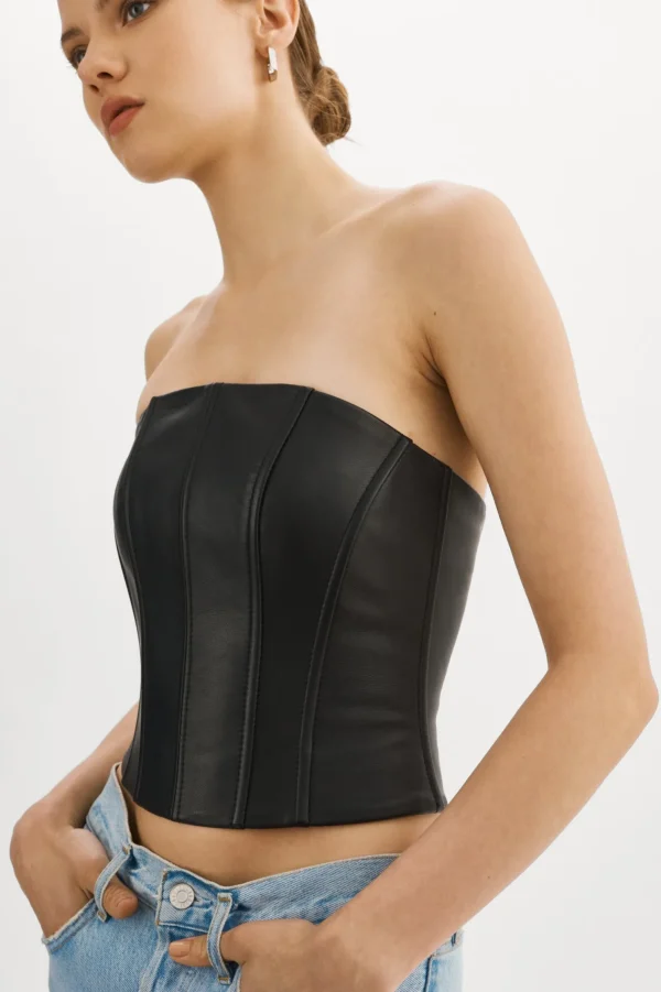 LAMARQUE Tops | DAVINA | Leather Bustier Black