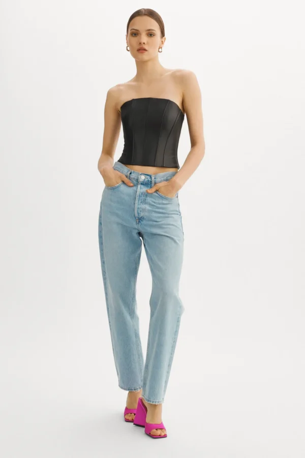 LAMARQUE Tops | DAVINA | Leather Bustier Black