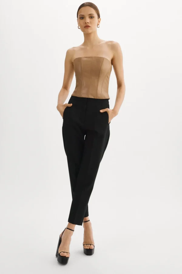 LAMARQUE Tops | DAVINA | Leather Bustier Sesame