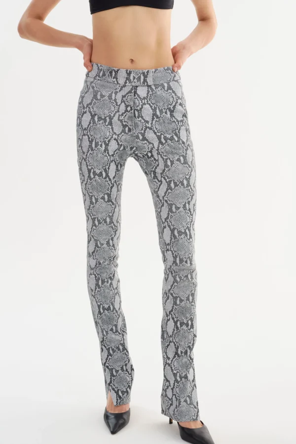 LAMARQUE Pants&Shorts | DAWN | Stretch Leather Pants Slate Snake Print