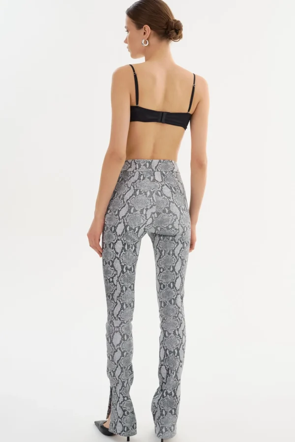 LAMARQUE Pants&Shorts | DAWN | Stretch Leather Pants Slate Snake Print