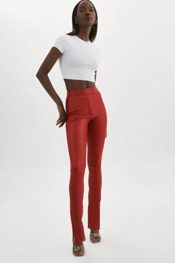 LAMARQUE Pants&Shorts | DAWN | Stretch Leather Pants Ruby Red