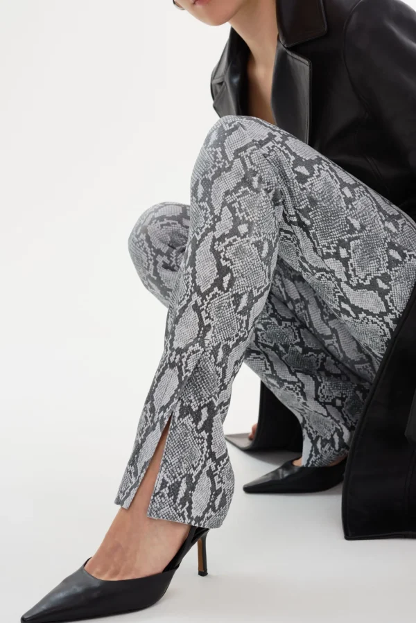 LAMARQUE Pants&Shorts | DAWN | Stretch Leather Pants Slate Snake Print