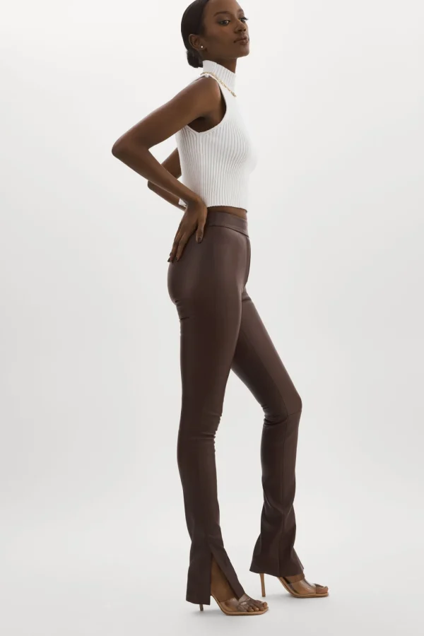 LAMARQUE Pants&Shorts | DAWN | Stretch Leather Pants Mahogany