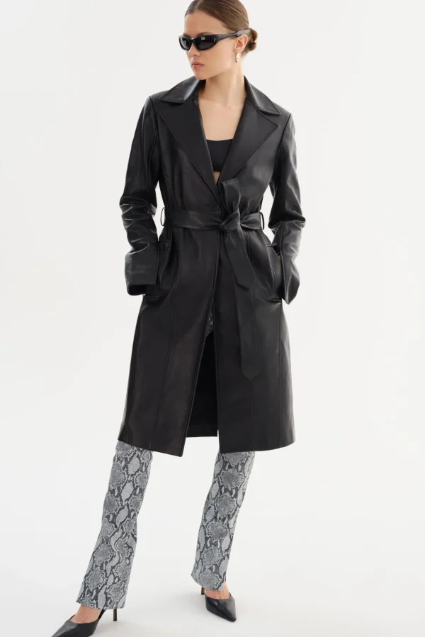 LAMARQUE Pants&Shorts | DAWN | Stretch Leather Pants Slate Snake Print
