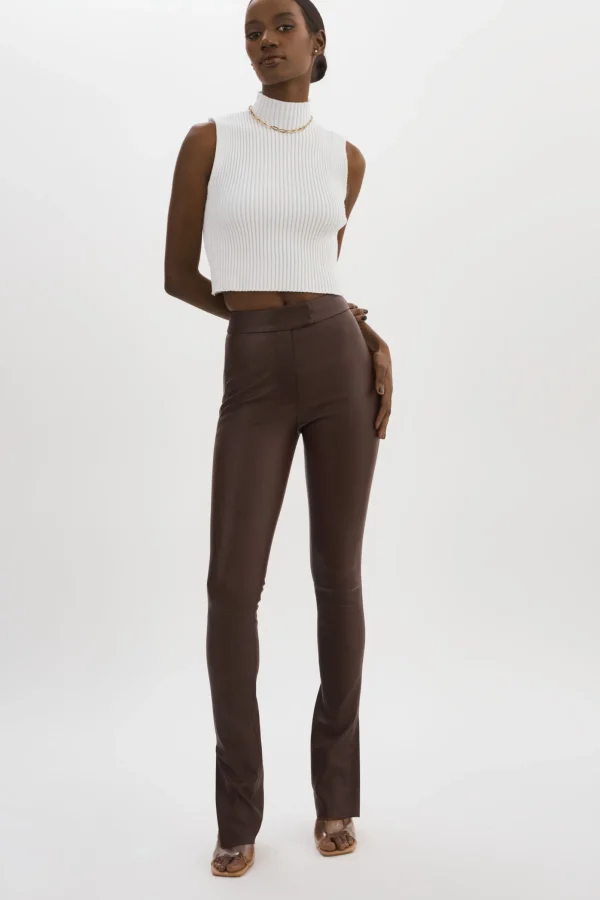 LAMARQUE Pants&Shorts | DAWN | Stretch Leather Pants Mahogany