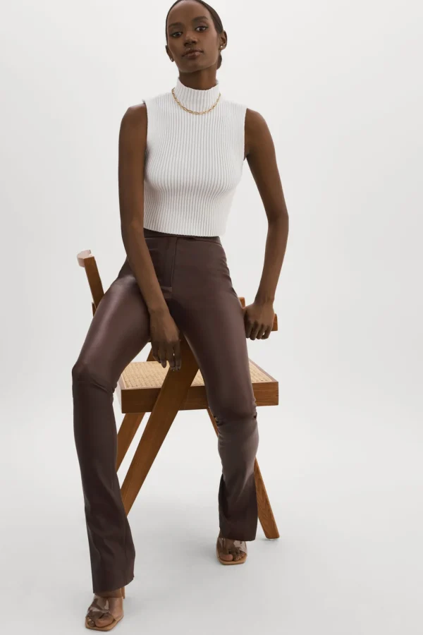 LAMARQUE Pants&Shorts | DAWN | Stretch Leather Pants Mahogany