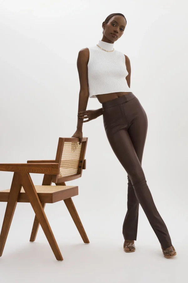 LAMARQUE Pants&Shorts | DAWN | Stretch Leather Pants Mahogany