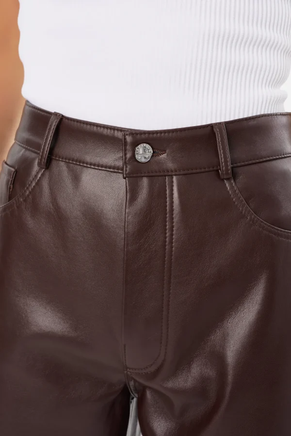 LAMARQUE Pants&Shorts | DEMORA | Recycled Leather Pants Mahogany