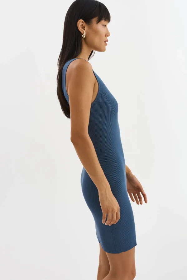 LAMARQUE Dresses | DONATA | Rib Knit Dress Slate Blue