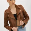 LAMARQUE Leather Jackets | DONNA | Iconic Leather Biker Jacket Luggage