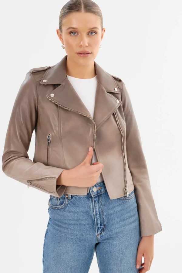LAMARQUE Leather Jackets | DONNA | Iconic Leather Biker Jacket Desert Gradient