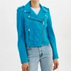 LAMARQUE Leather Jackets | DONNA | Iconic Leather Biker Jacket Faded Jean