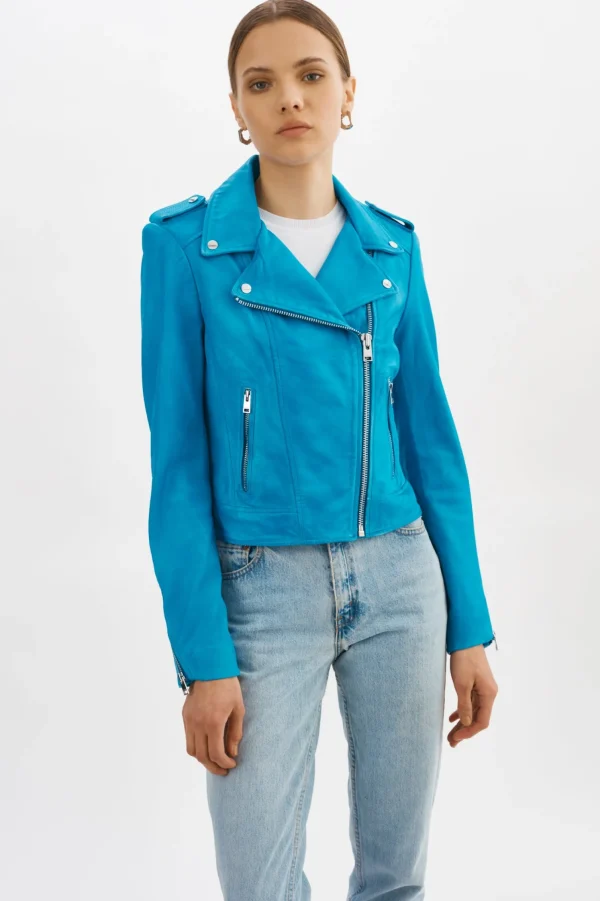LAMARQUE Leather Jackets | DONNA | Iconic Leather Biker Jacket Faded Jean