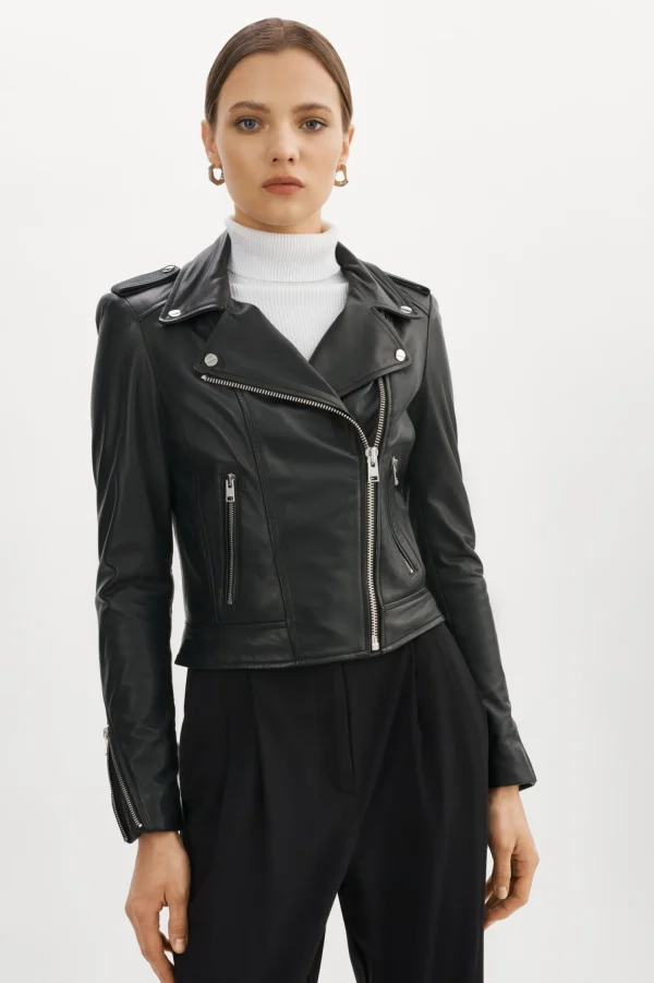 LAMARQUE Leather Jackets | DONNA | Iconic Leather Biker Jacket Black