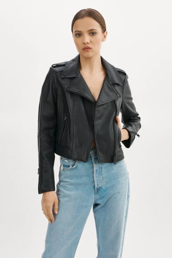 LAMARQUE Leather Jackets | DONNA | Iconic Leather Biker Jacket Black Black