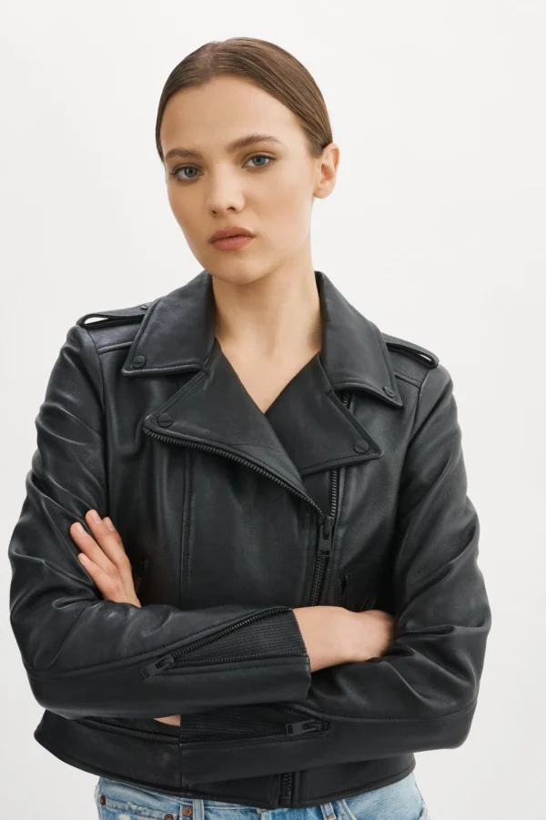LAMARQUE Leather Jackets | DONNA | Iconic Leather Biker Jacket Black Black