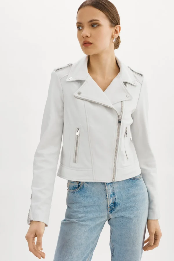 LAMARQUE Leather Jackets | DONNA | Iconic Leather Biker Jacket White