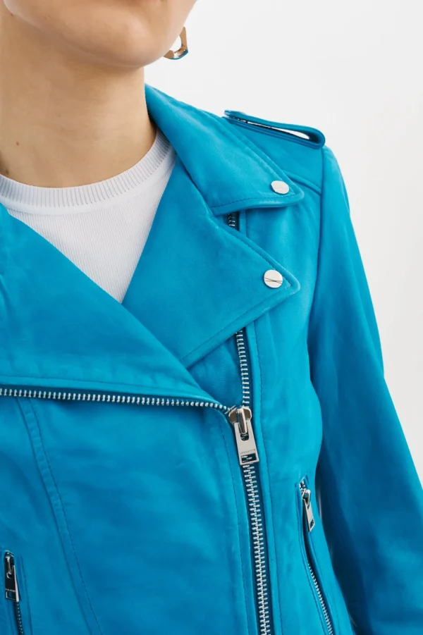 LAMARQUE Leather Jackets | DONNA | Iconic Leather Biker Jacket Faded Jean