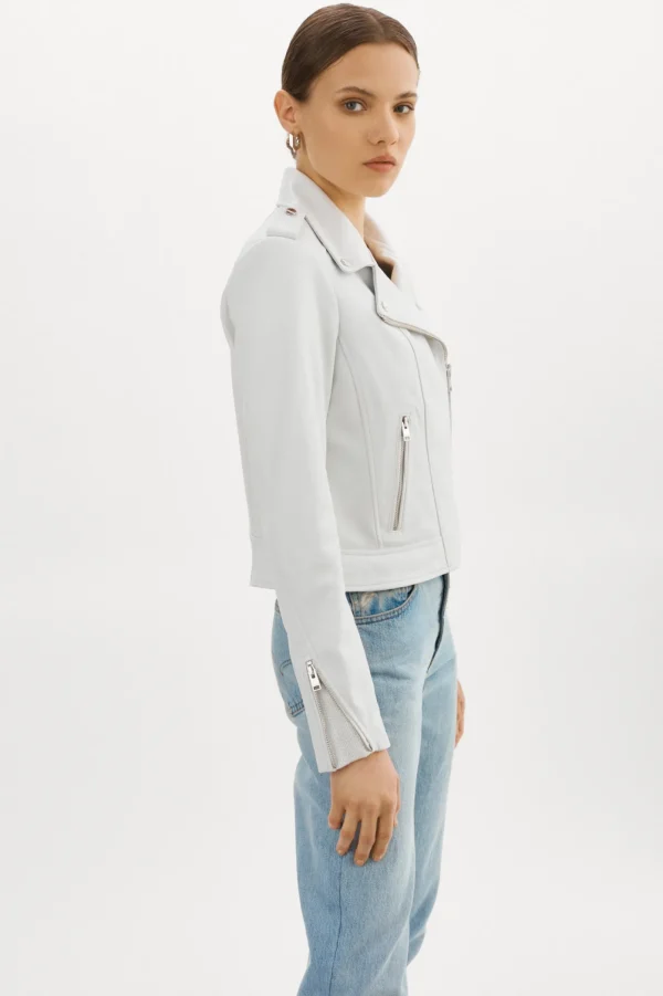LAMARQUE Leather Jackets | DONNA | Iconic Leather Biker Jacket White