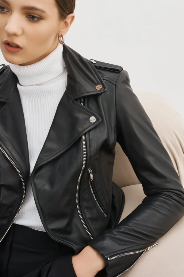 LAMARQUE Leather Jackets | DONNA | Iconic Leather Biker Jacket Black