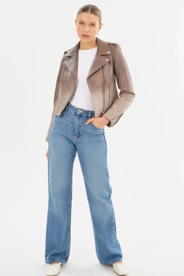 LAMARQUE Leather Jackets | DONNA | Iconic Leather Biker Jacket Desert Gradient