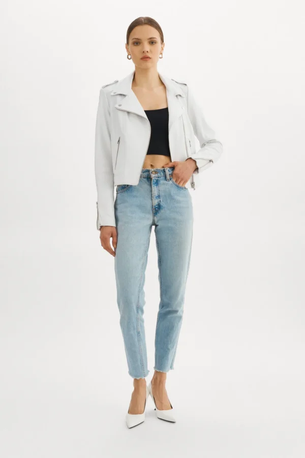 LAMARQUE Leather Jackets | DONNA | Iconic Leather Biker Jacket White